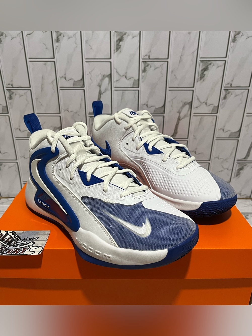 New Nike Zoom Hyperset 2 Volleyball Shoes White Royal Blue Gym Training Womens 9 - Picture 3 of 12